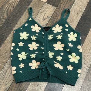Social Scene NWOT Trendy Ruched Retro Floral Tank Top Size XS